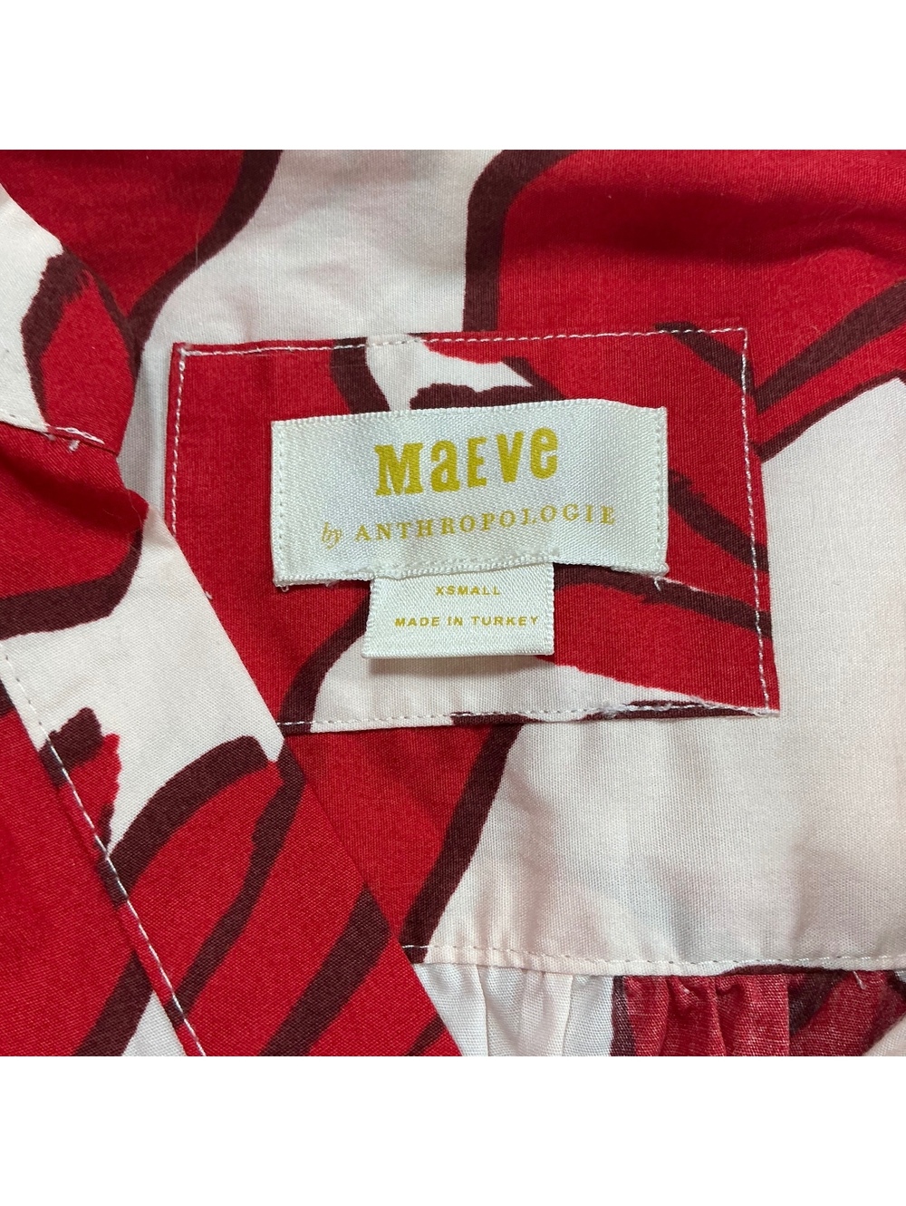 Maeve by Anthropologie Red and White Floral Button-Up Dress XS‎ - Picture 2 of 9